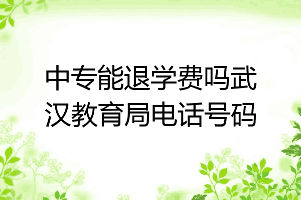 中专能退学费吗武汉教育局电话号码