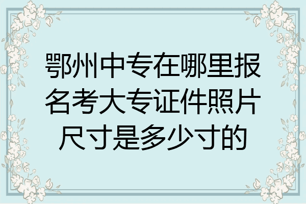 鄂州中专在哪里报名考大专证件照片尺寸是多少寸的