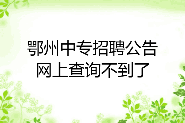 鄂州中专招聘公告网上查询不到了