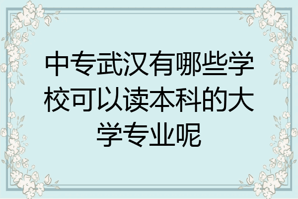 中专武汉有哪些学校可以读本科的大学专业呢