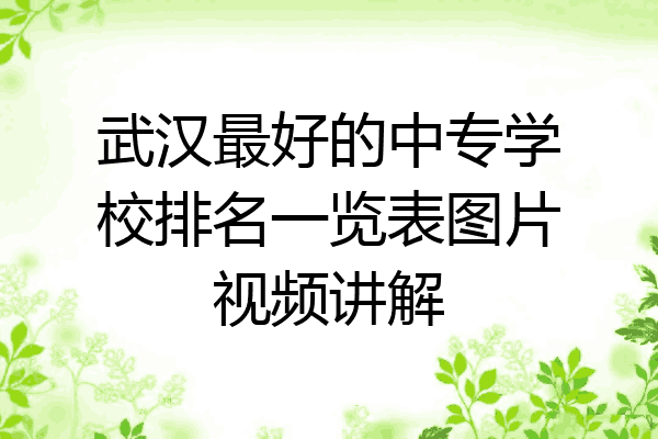 武汉最好的中专学校排名一览表图片视频讲解