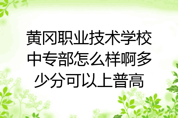 黄冈职业技术学校中专部怎么样啊多少分可以上普高