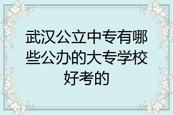 武汉公立中专有哪些公办的大专学校好考的