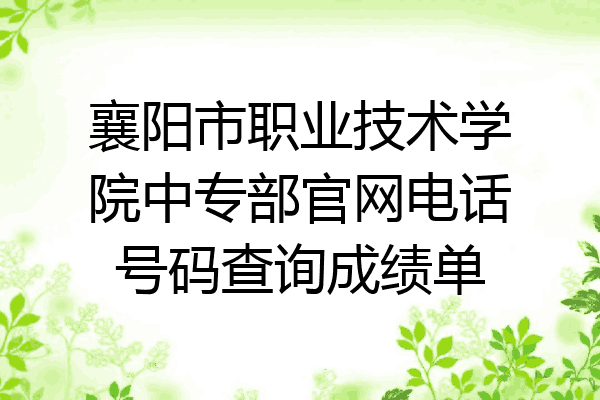 襄阳市职业技术学院中专部官网电话号码查询成绩单