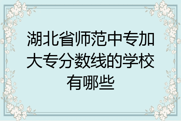湖北省师范中专加大专分数线的学校有哪些