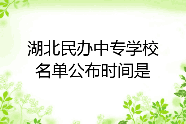 湖北民办中专学校名单公布时间是