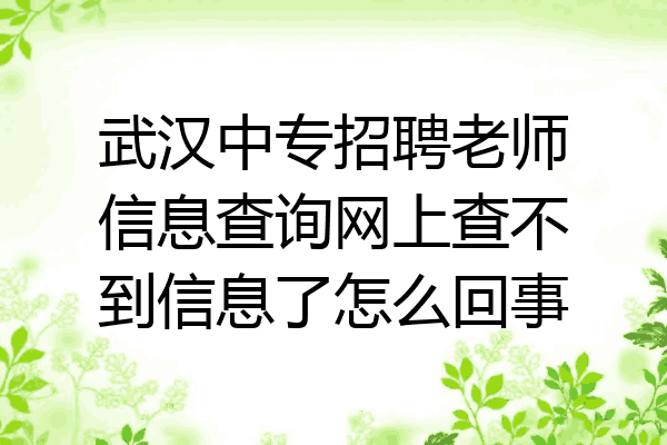 武汉中专招聘老师信息查询网上查不到信息了怎么回事