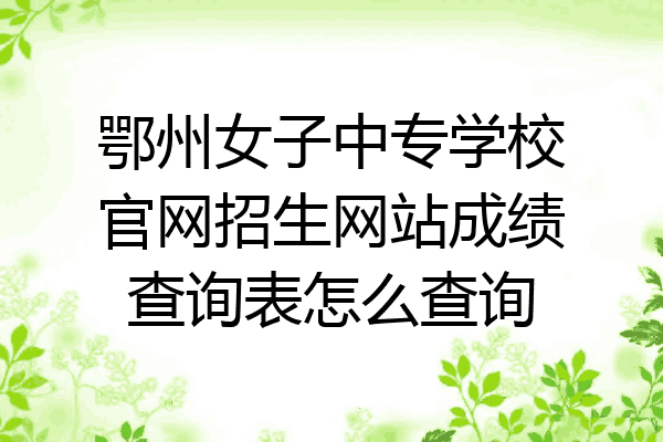 鄂州女子中专学校官网招生网站成绩查询表怎么查询