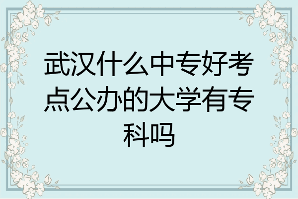 武汉什么中专好考点公办的大学有专科吗