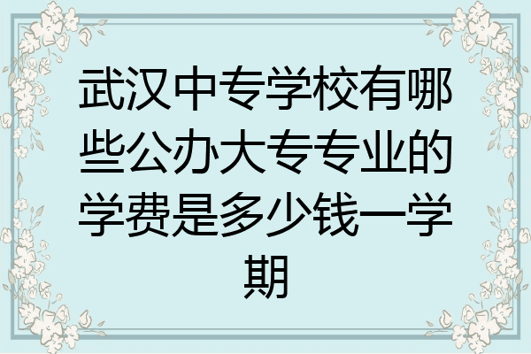 武汉中专学校有哪些公办大专专业的学费是多少钱一学期