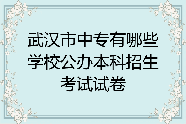 武汉市中专有哪些学校公办本科招生考试试卷