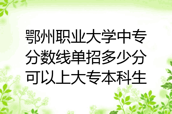鄂州职业大学中专分数线单招多少分可以上大专本科生