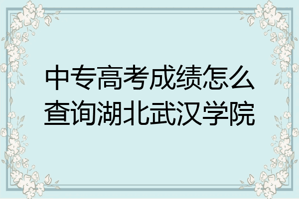 中专高考成绩怎么查询湖北武汉学院