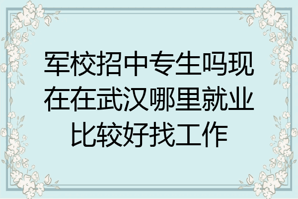 军校招中专生吗现在在武汉哪里就业比较好找工作