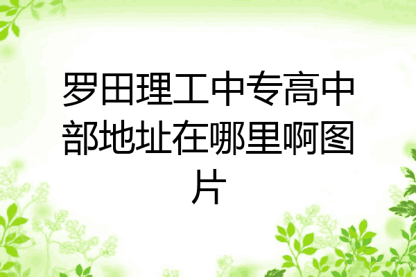 罗田理工中专高中部地址在哪里啊图片