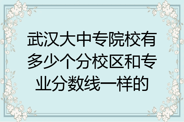 武汉大中专院校有多少个分校区和专业分数线一样的