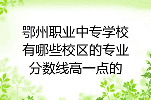 鄂州职业中专学校有哪些校区的专业分数线高一点的