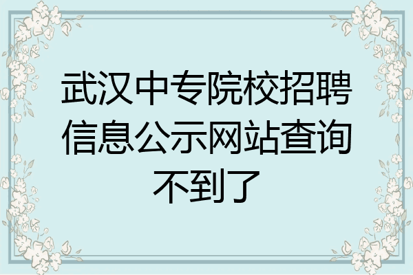 武汉中专院校招聘信息公示网站查询不到了