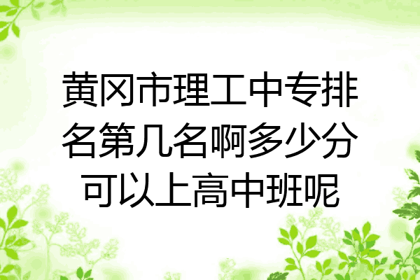 黄冈市理工中专排名第几名啊多少分可以上高中班呢