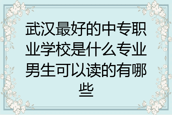 武汉最好的中专职业学校是什么专业男生可以读的有哪些