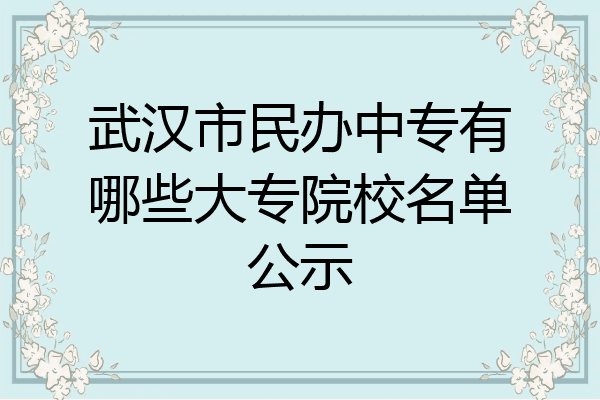 武汉市民办中专有哪些大专院校名单公示
