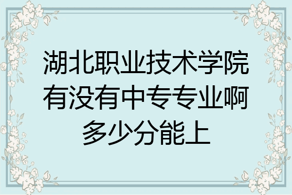 湖北职业技术学院有没有中专专业啊多少分能上