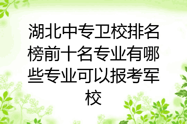 湖北中专卫校排名榜前十名专业有哪些专业可以报考军校