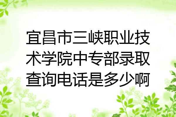 宜昌市三峡职业技术学院中专部录取查询电话是多少啊