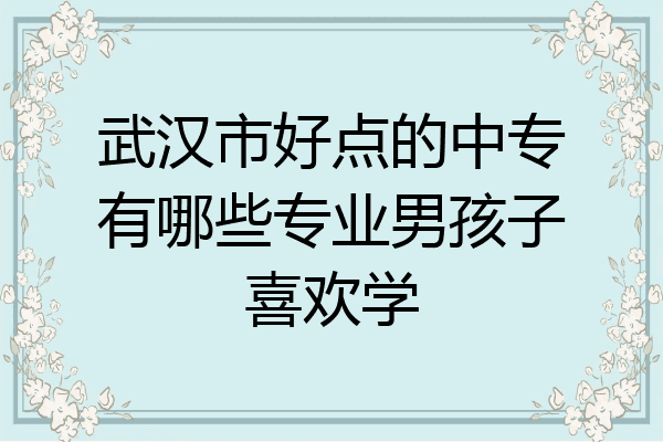 武汉市好点的中专有哪些专业男孩子喜欢学