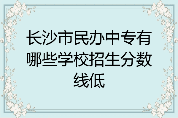 长沙市民办中专有哪些学校招生分数线低