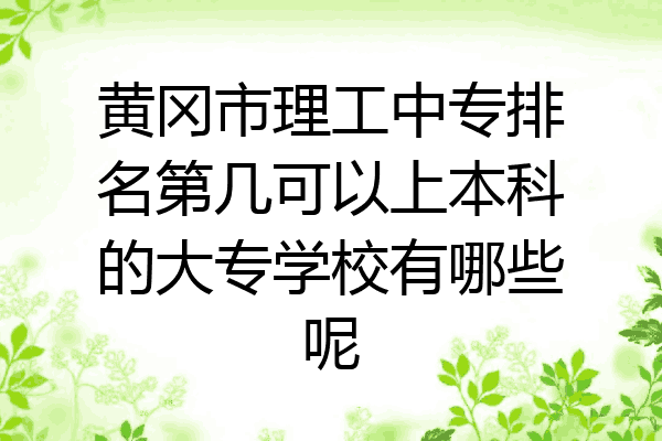 黄冈市理工中专排名第几可以上本科的大专学校有哪些呢