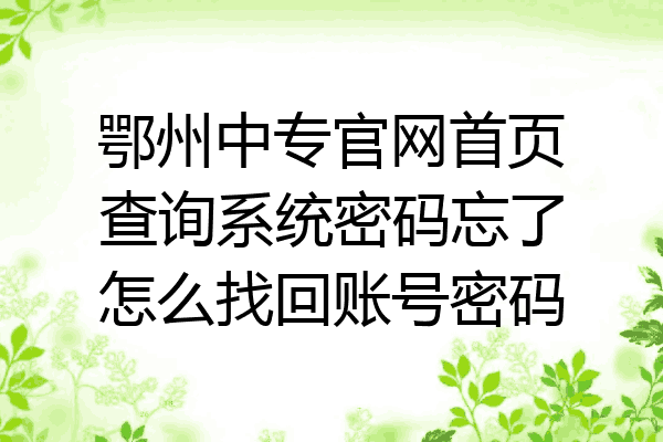 鄂州中专官网首页查询系统密码忘了怎么找回账号密码