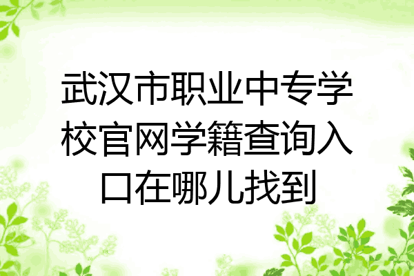 武汉市职业中专学校官网学籍查询入口在哪儿找到