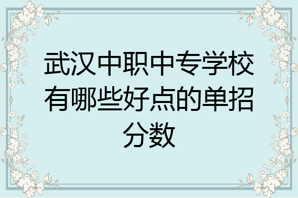武汉中职中专学校有哪些好点的单招分数