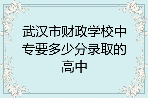 武汉市财政学校中专要多少分录取的高中