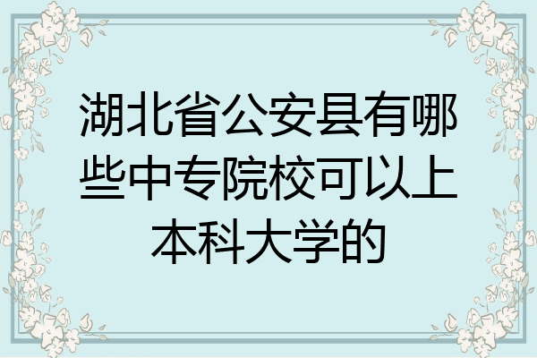湖北省公安县有哪些中专院校可以上本科大学的
