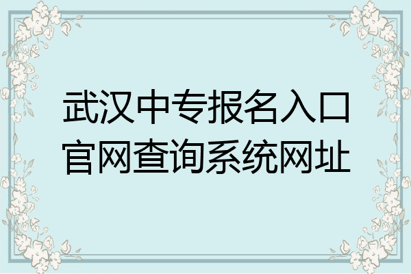 武汉中专报名入口官网查询系统网址