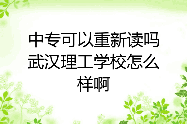 中专可以重新读吗武汉理工学校怎么样啊