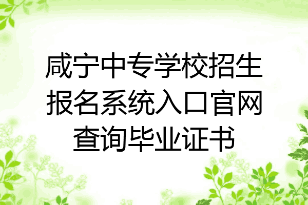咸宁中专学校招生报名系统入口官网查询毕业证书