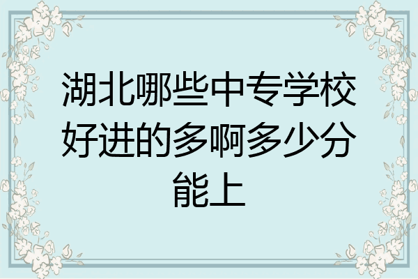 湖北哪些中专学校好进的多啊多少分能上