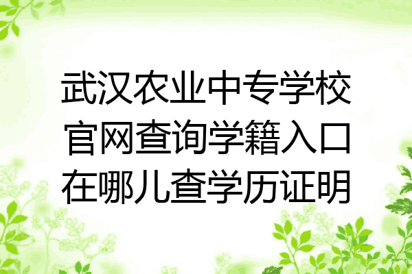 武汉农业中专学校官网查询学籍入口在哪儿查学历证明