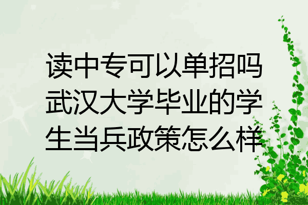 读中专可以单招吗武汉大学毕业的学生当兵政策怎么样