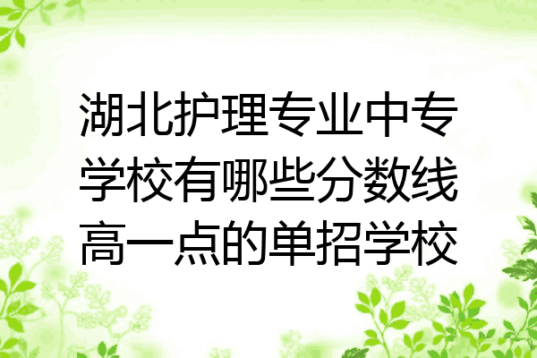 湖北护理专业中专学校有哪些分数线高一点的单招学校