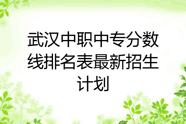 武汉中职中专分数线排名表最新招生计划