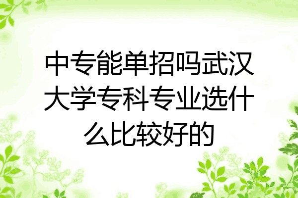 中专能单招吗武汉大学专科专业选什么比较好的