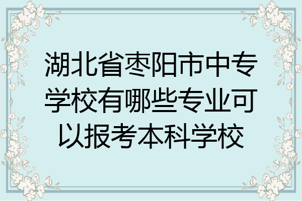 湖北省枣阳市中专学校有哪些专业可以报考本科学校