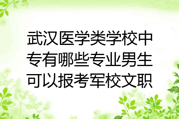 武汉医学类学校中专有哪些专业男生可以报考军校文职
