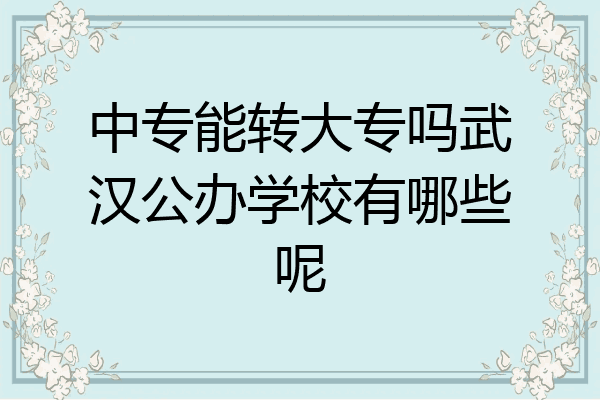 中专能转大专吗武汉公办学校有哪些呢
