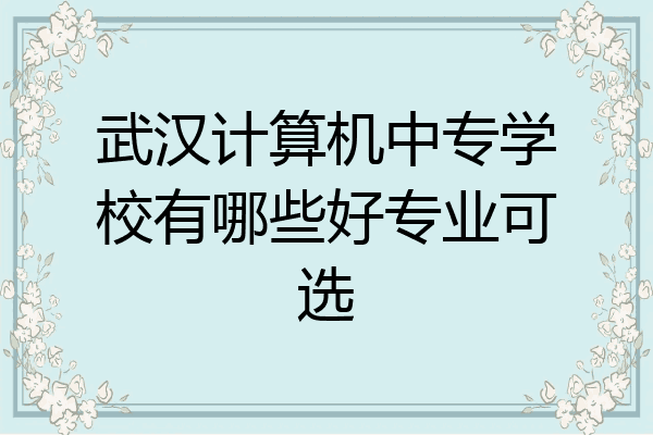 武汉计算机中专学校有哪些好专业可选