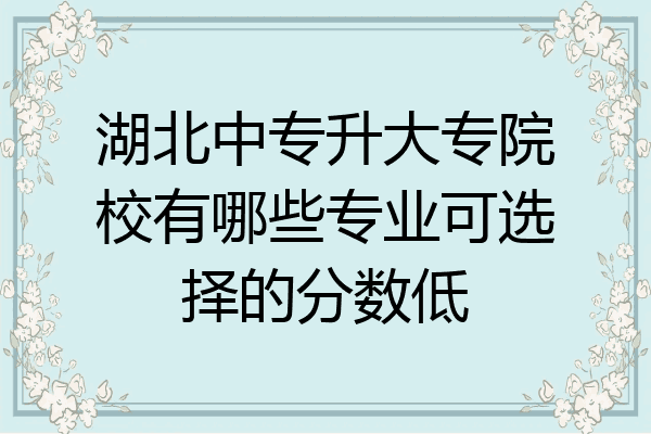 湖北中专升大专院校有哪些专业可选择的分数低
